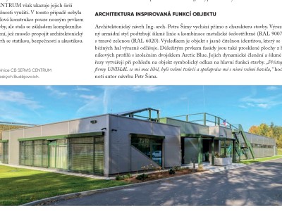 75 tun oceli a náročné technické řešení: Oceněná střelnice CB SERVIS CENTRUM v časopise KONSTRUKCE