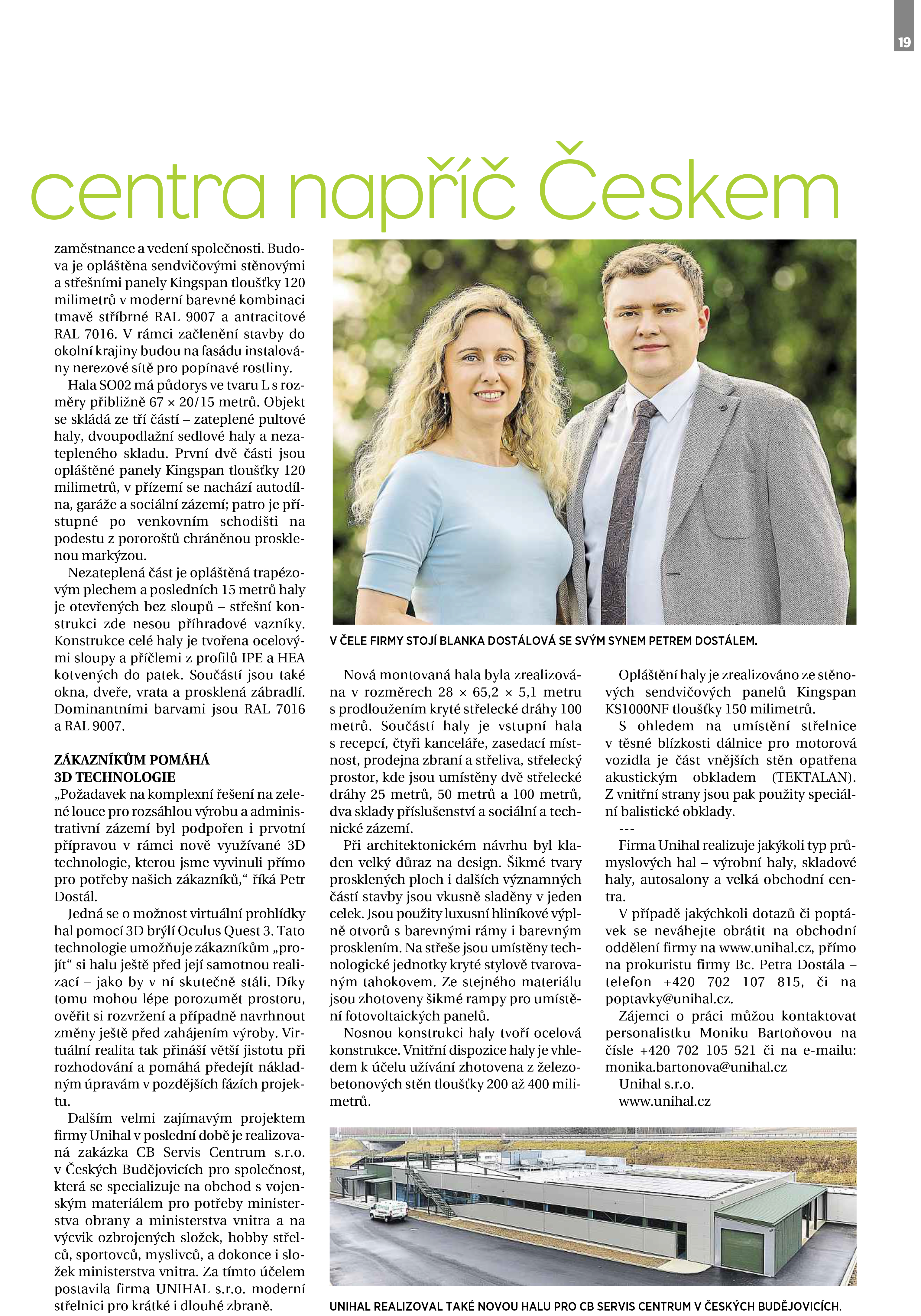Unihal realizuje velká průmyslová centra napříč Českou republikou